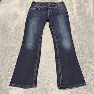 Silver Jeans Women 29 x30 (31x29) Suki Surplus Bootcut Dark Wash Contrast Stitch